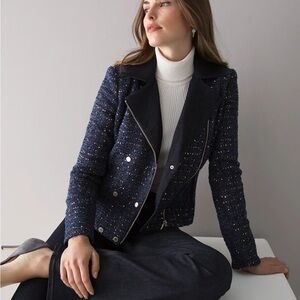 White House Black Market Tweed Moto Jacket